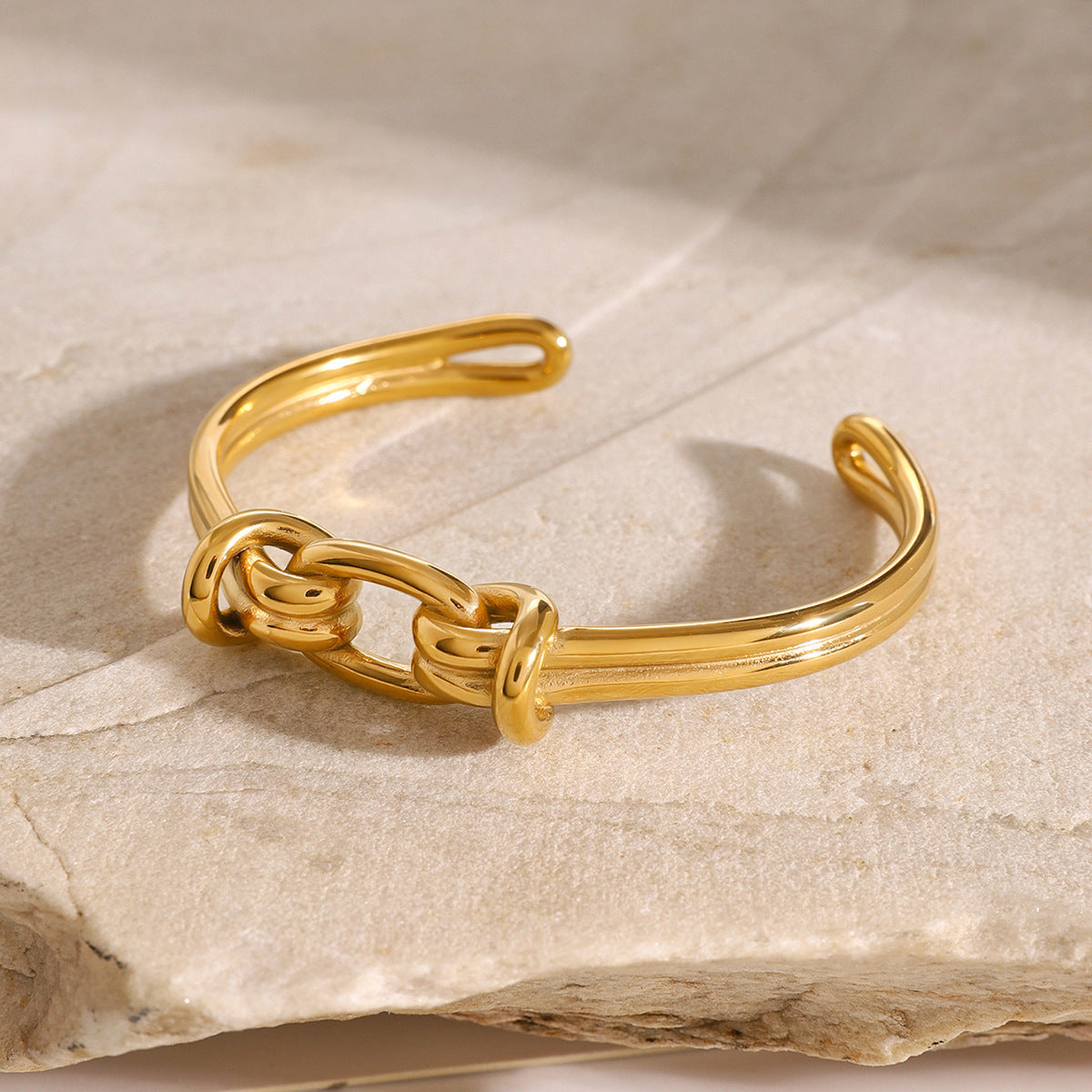 Women's Gold Bangle Bracelet Knot Design Stainless Steel 4