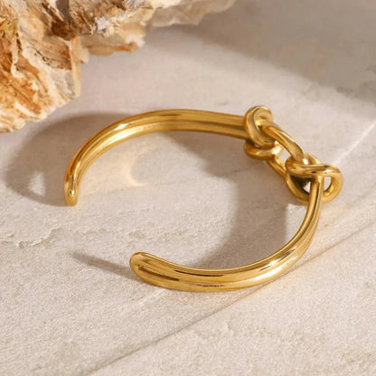 Women's Gold Bangle Bracelet Knot Design Stainless Steel 5