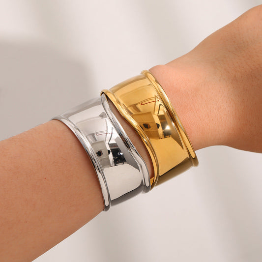 Women's Gold Bangle Bracelet Stainless Steel Hypoallergenic 1