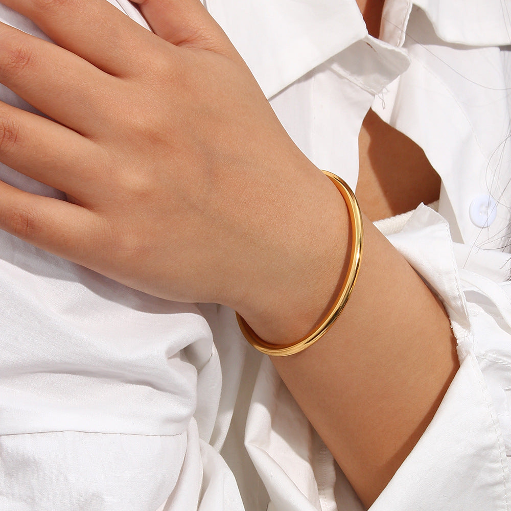Women's Gold Bangle Bracelet Stainless Steel Minimalistic Design 2