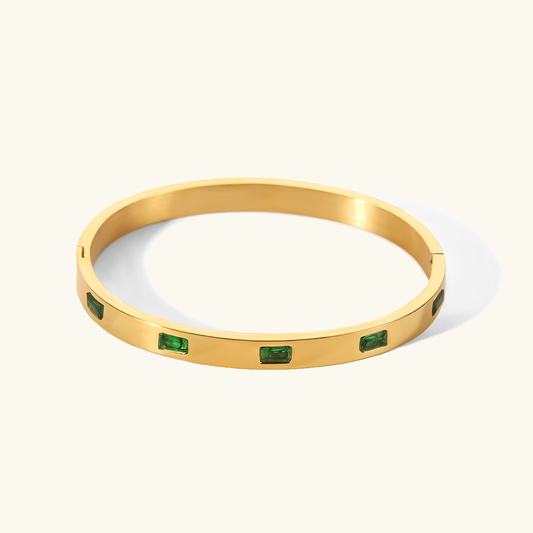 Women's Gold Bangle Bracelet Waterproof Stainless Steel with Diamond Simulants 0