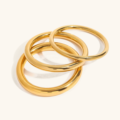 Women's Gold Bangle Smooth Stainless Steel 18k Gold 6