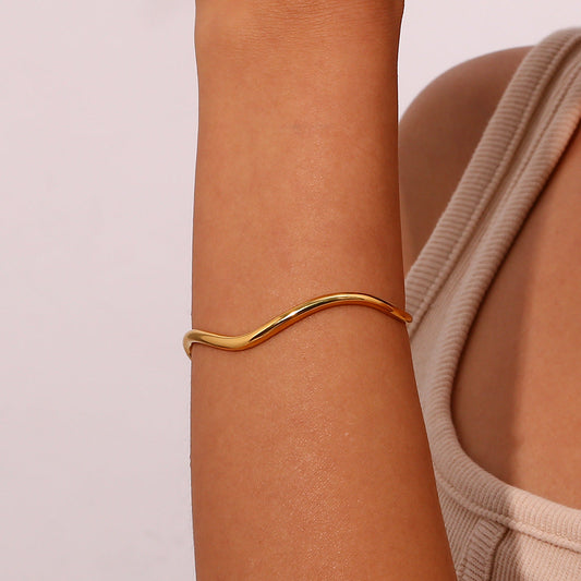Women's Gold Bangle Stainless Steel 18k Plated 1