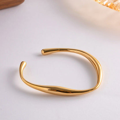 Women's Gold Bangle Twisted Stainless Steel 18k 3