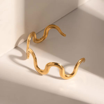 Women's Gold Bangle Twisted Stainless Steel 18k 3