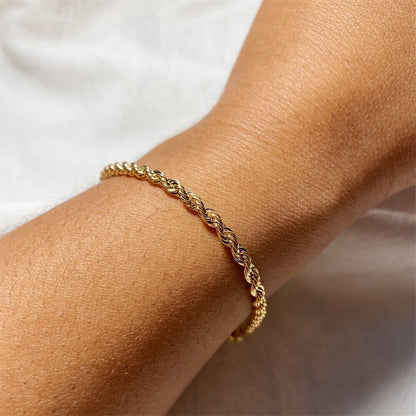 Women's Gold Bracelet 18K Plated Stainless Steel Rope Chain 2