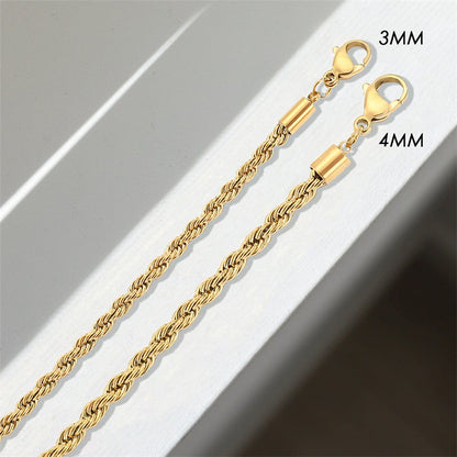 Women's Gold Bracelet 18K Plated Stainless Steel Rope Chain 3