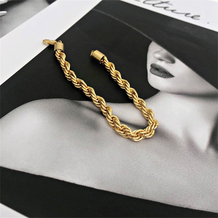 Women's Gold Bracelet 18K Plated Stainless Steel Rope Chain 4