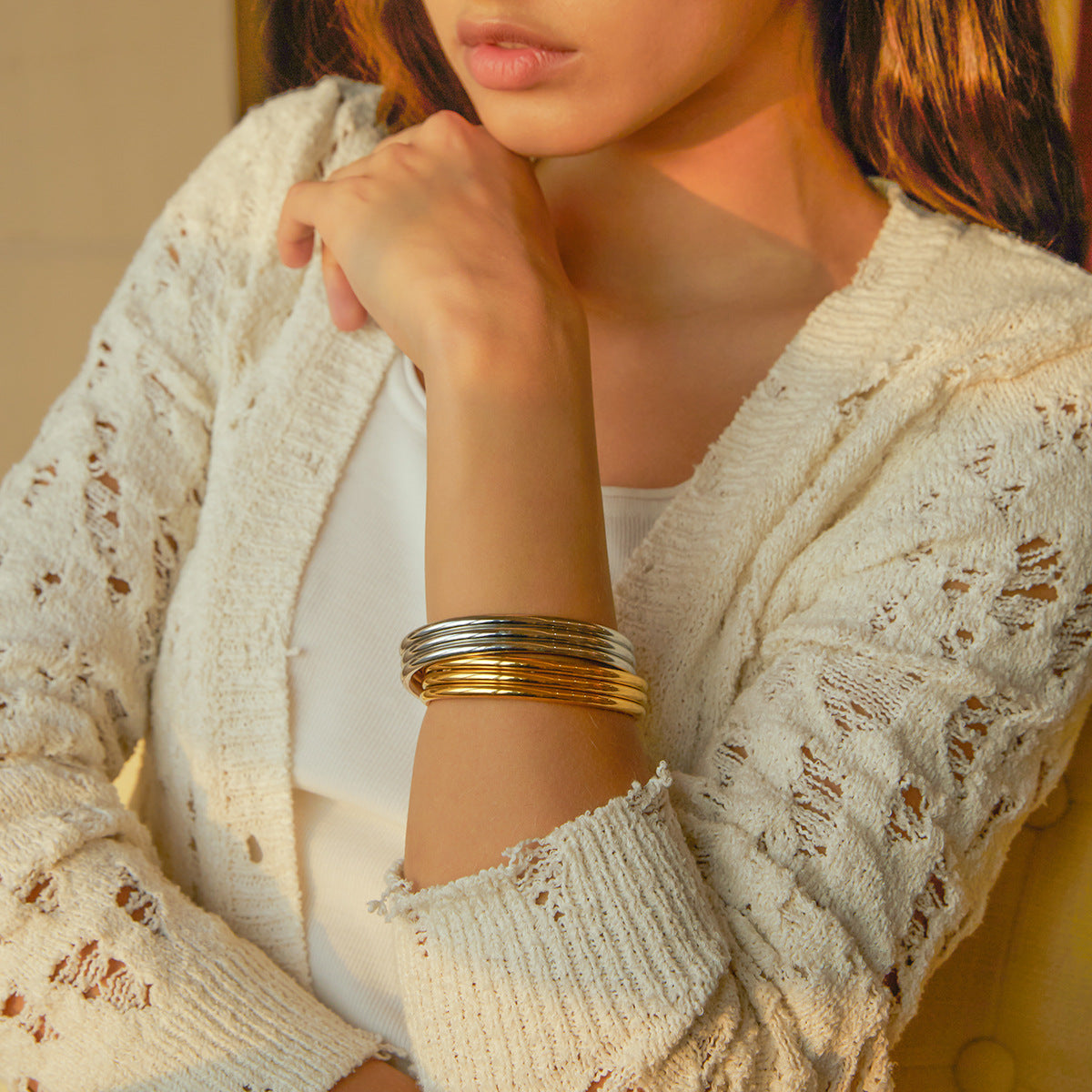 Women's Gold Bracelet 18k Plated Stainless Steel Minimalistic Design 4