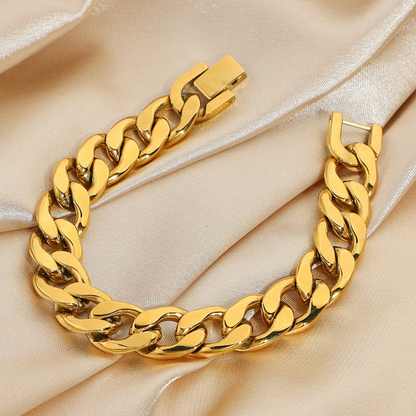 Women's Gold Bracelet 18k Stainless Steel Chain 7 Inch 2