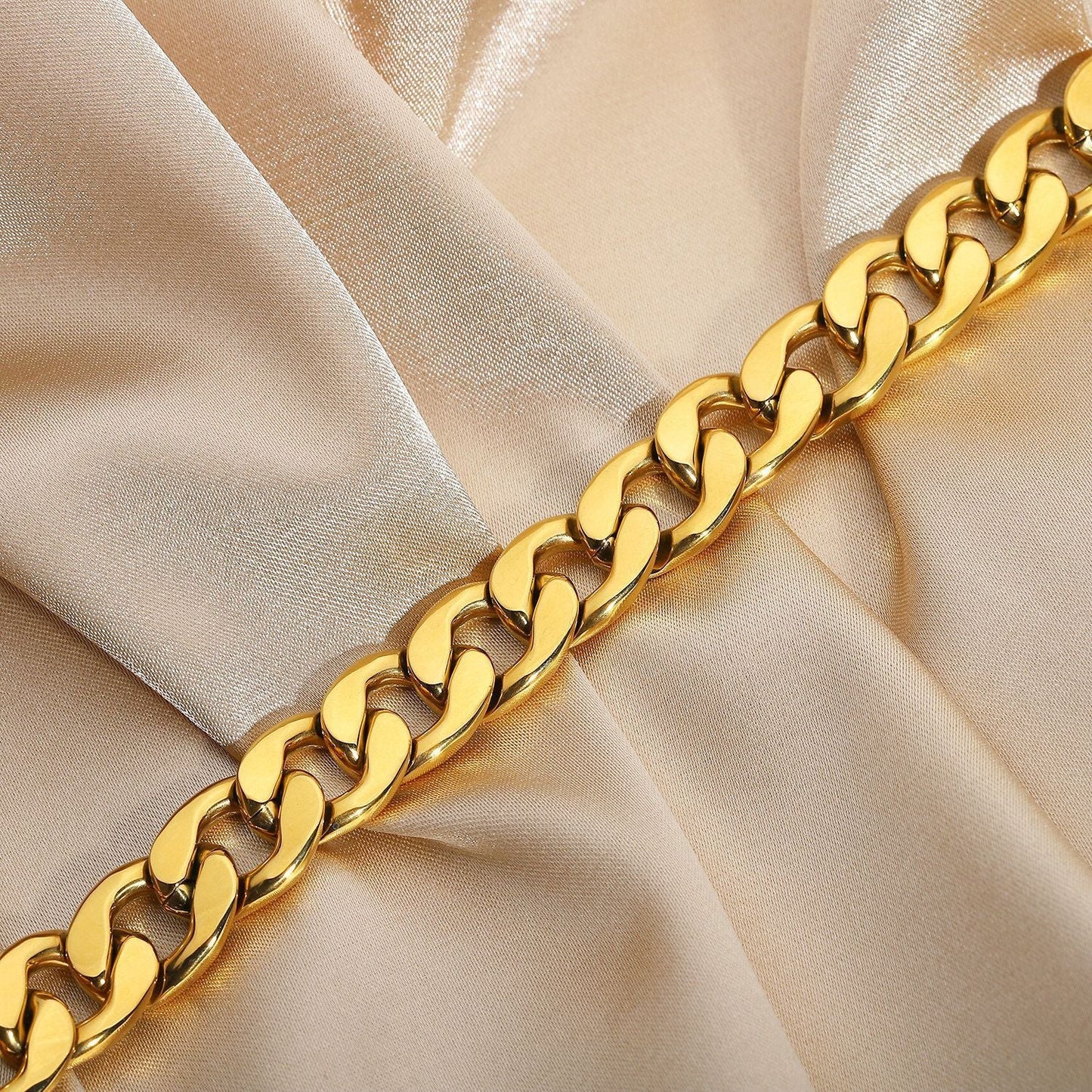 Women's Gold Bracelet 18k Stainless Steel Chain 7 Inch 3