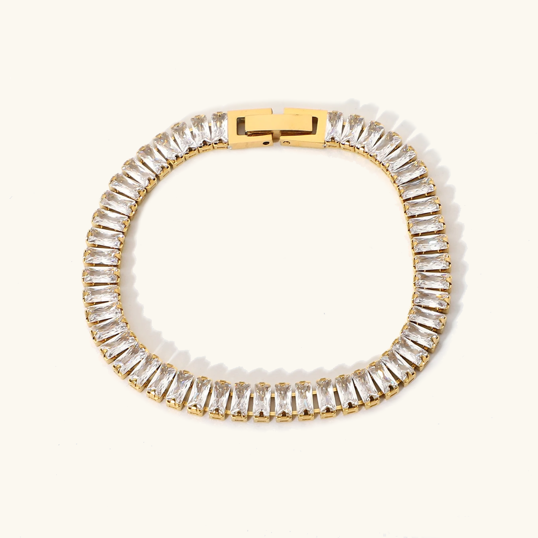 Women's Gold Bracelet 18k Stainless Steel with Diamond Simulants 0