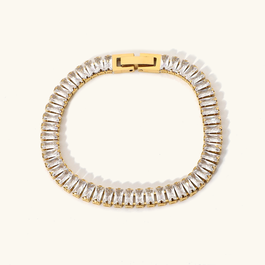 Women's Gold Bracelet 18k Stainless Steel with Diamond Simulants 0