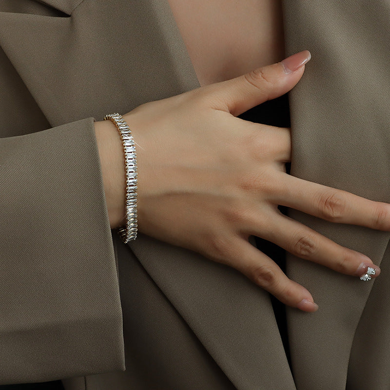 Women's Gold Bracelet 18k Stainless Steel with Diamond Simulants 1