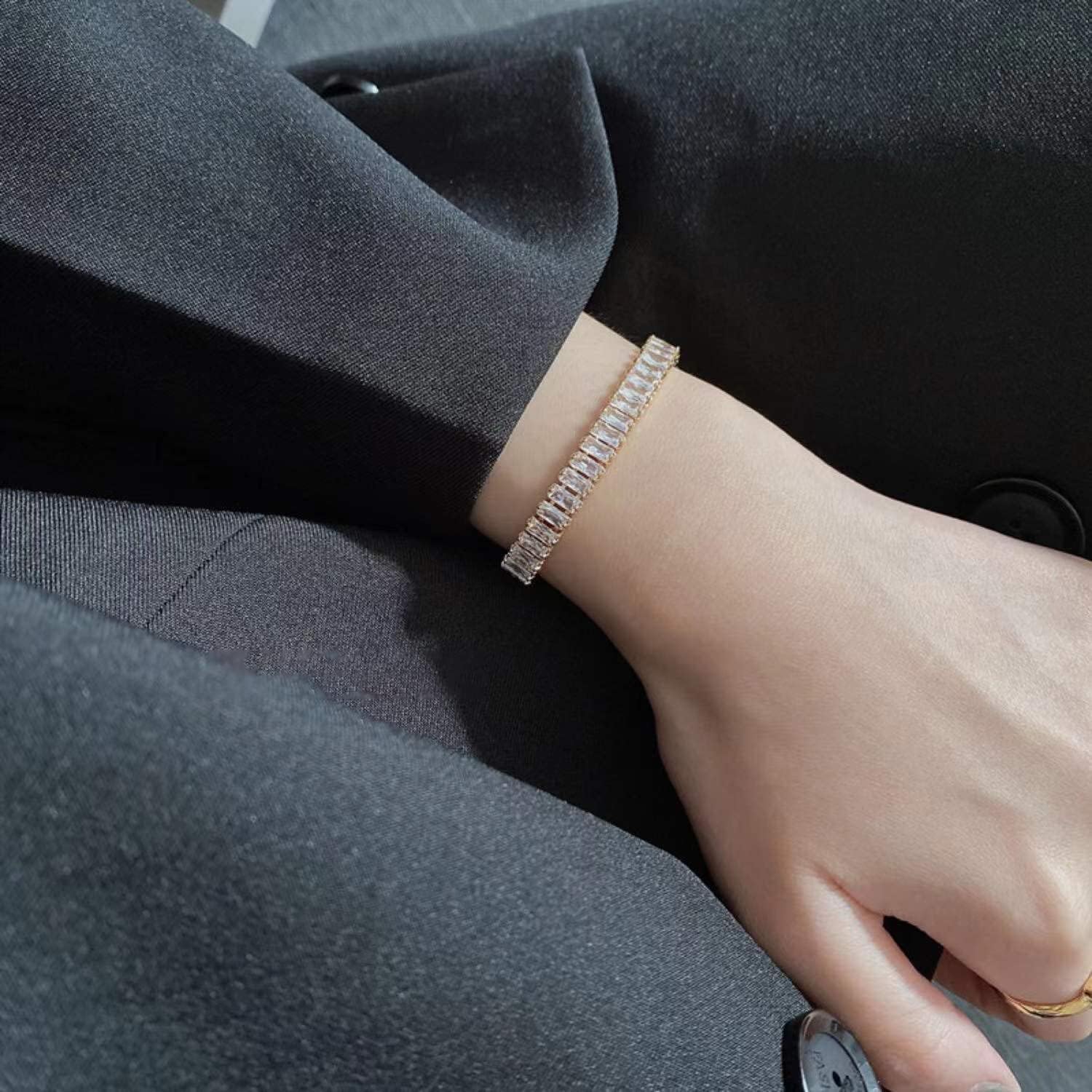Women's Gold Bracelet 18k Stainless Steel with Diamond Simulants 2