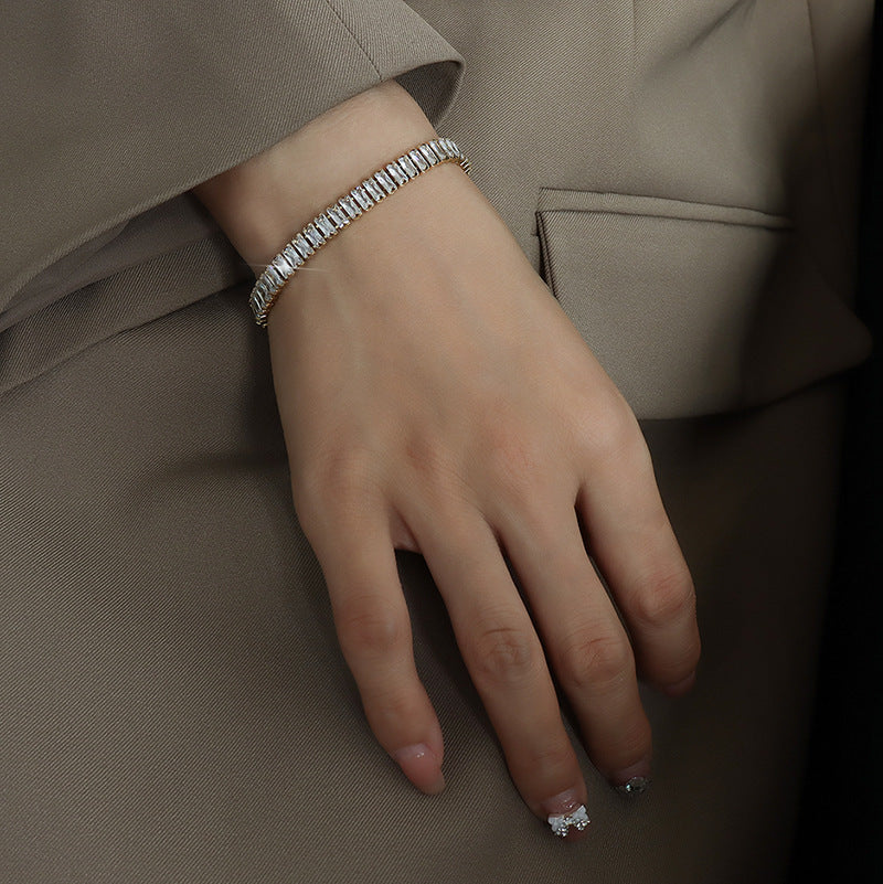 Women's Gold Bracelet 18k Stainless Steel with Diamond Simulants 3