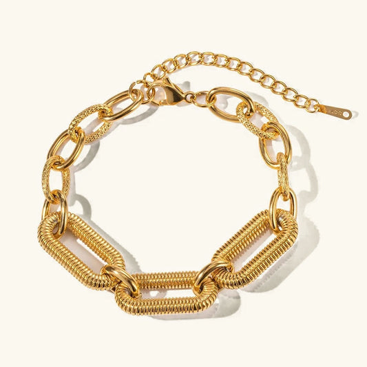 Women's Gold Bracelet Chunky 18k Gold Stainless Steel Fashion Jewelry 0
