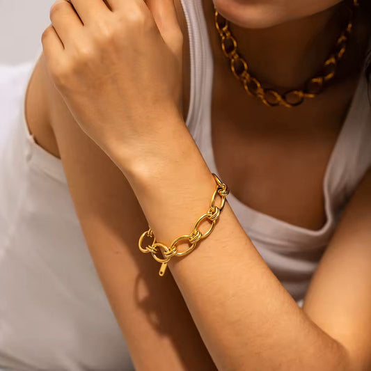 Women's Gold Bracelet Dainty Stainless Steel Waterproof 1