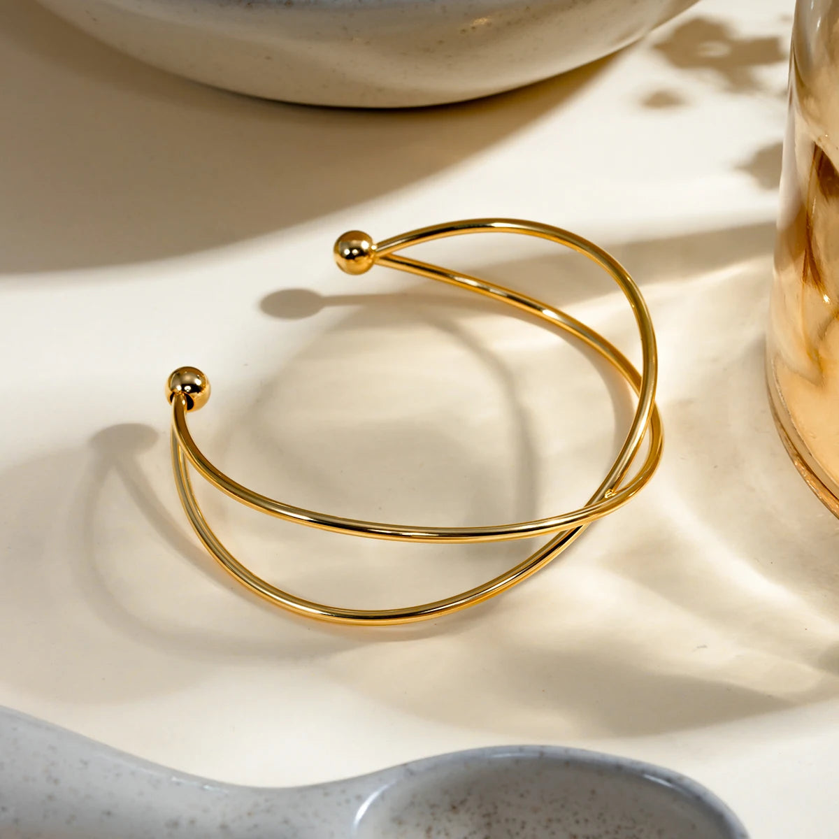 Women's Gold Bracelet Open-Ended Stainless Steel 2
