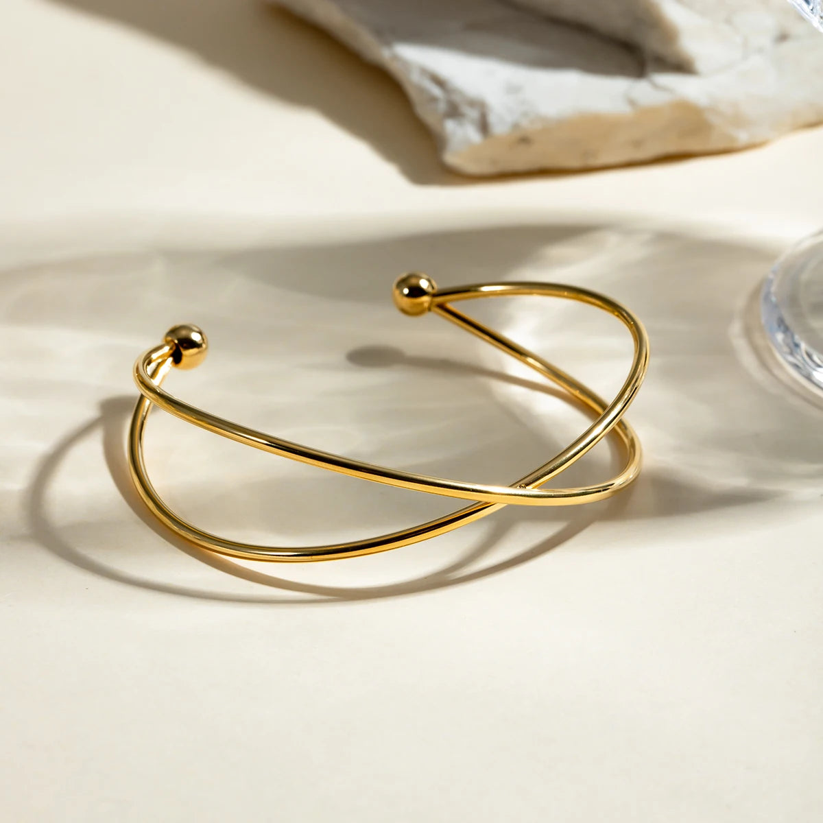Women's Gold Bracelet Open-Ended Stainless Steel 3
