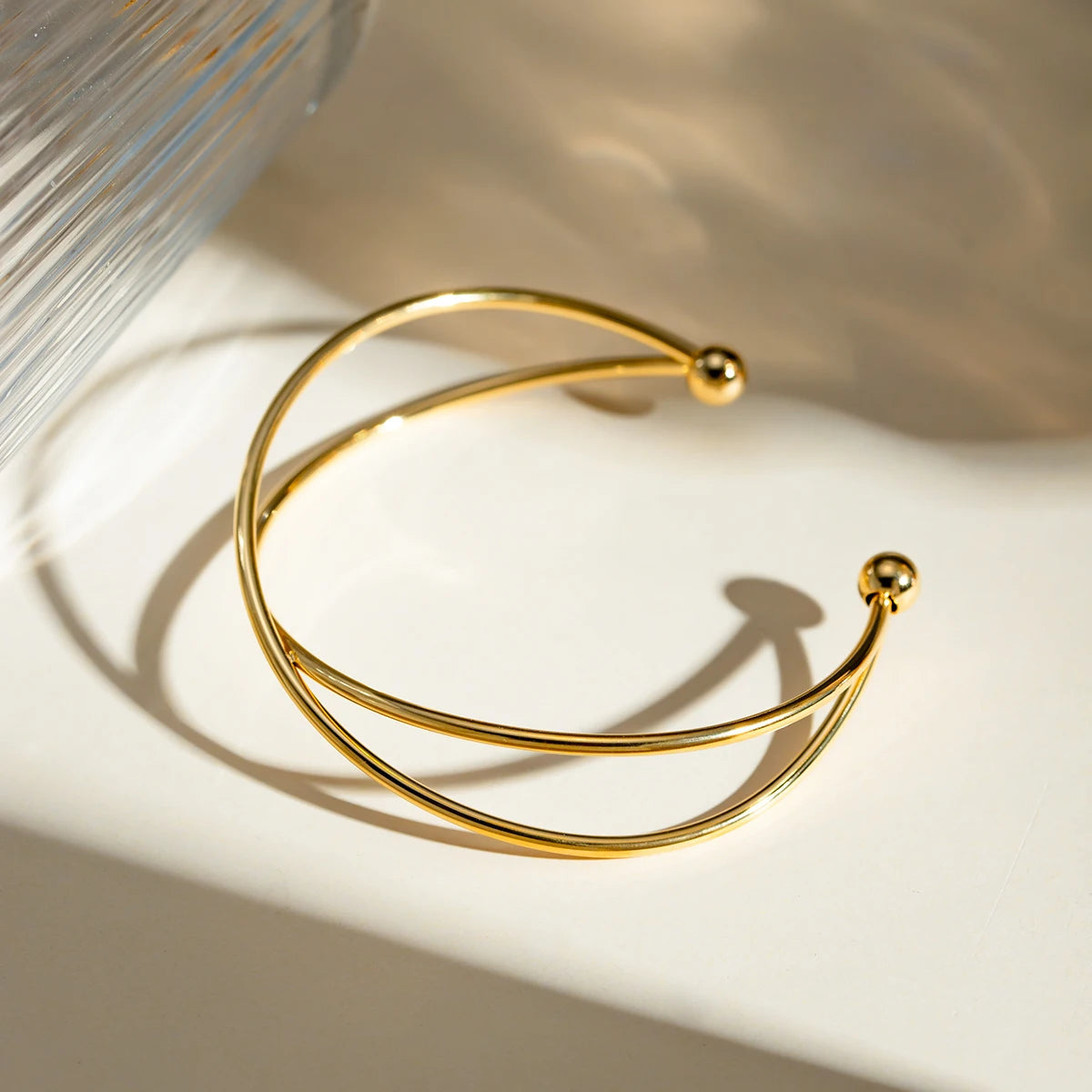 Women's Gold Bracelet Open-Ended Stainless Steel 4