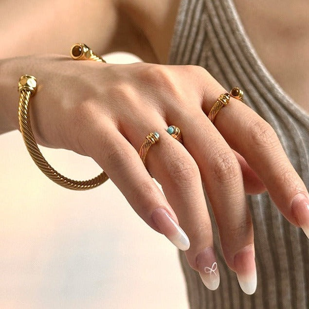 Women's Gold Bracelet Stainless Steel 18k Gold Gemstone Accents 3
