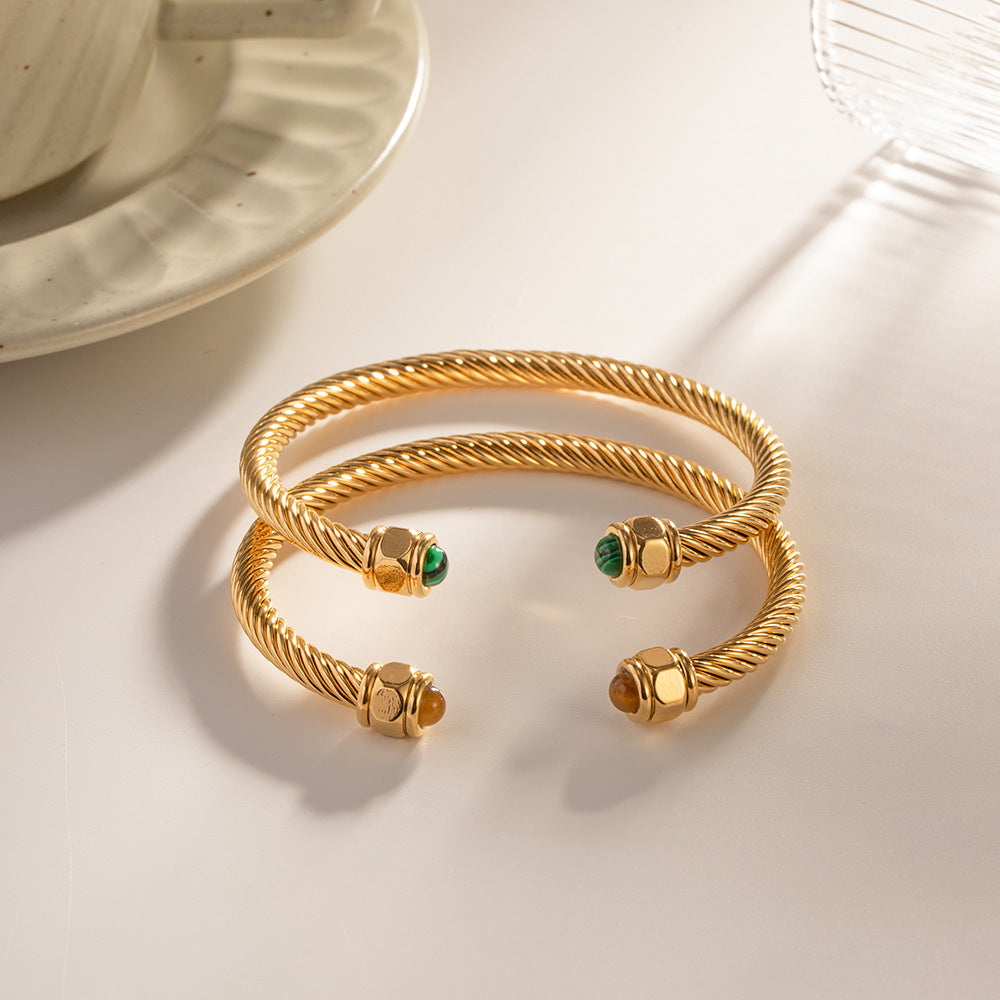 Women's Gold Bracelet Stainless Steel 18k Gold Gemstone Accents 7
