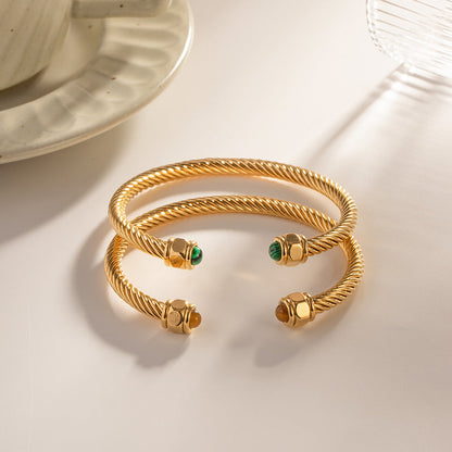Women's Gold Bracelet Stainless Steel 18k Gold Gemstone Accents 7