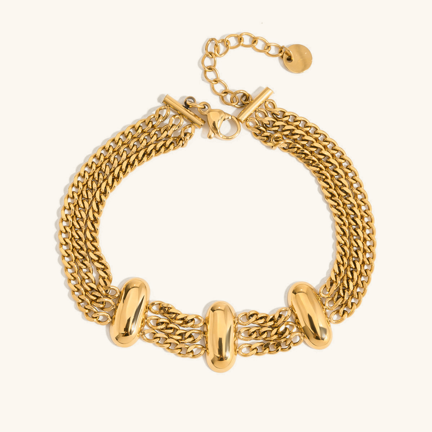 Women's Gold Bracelet Stainless Steel 18k Gold Layered Chain 0