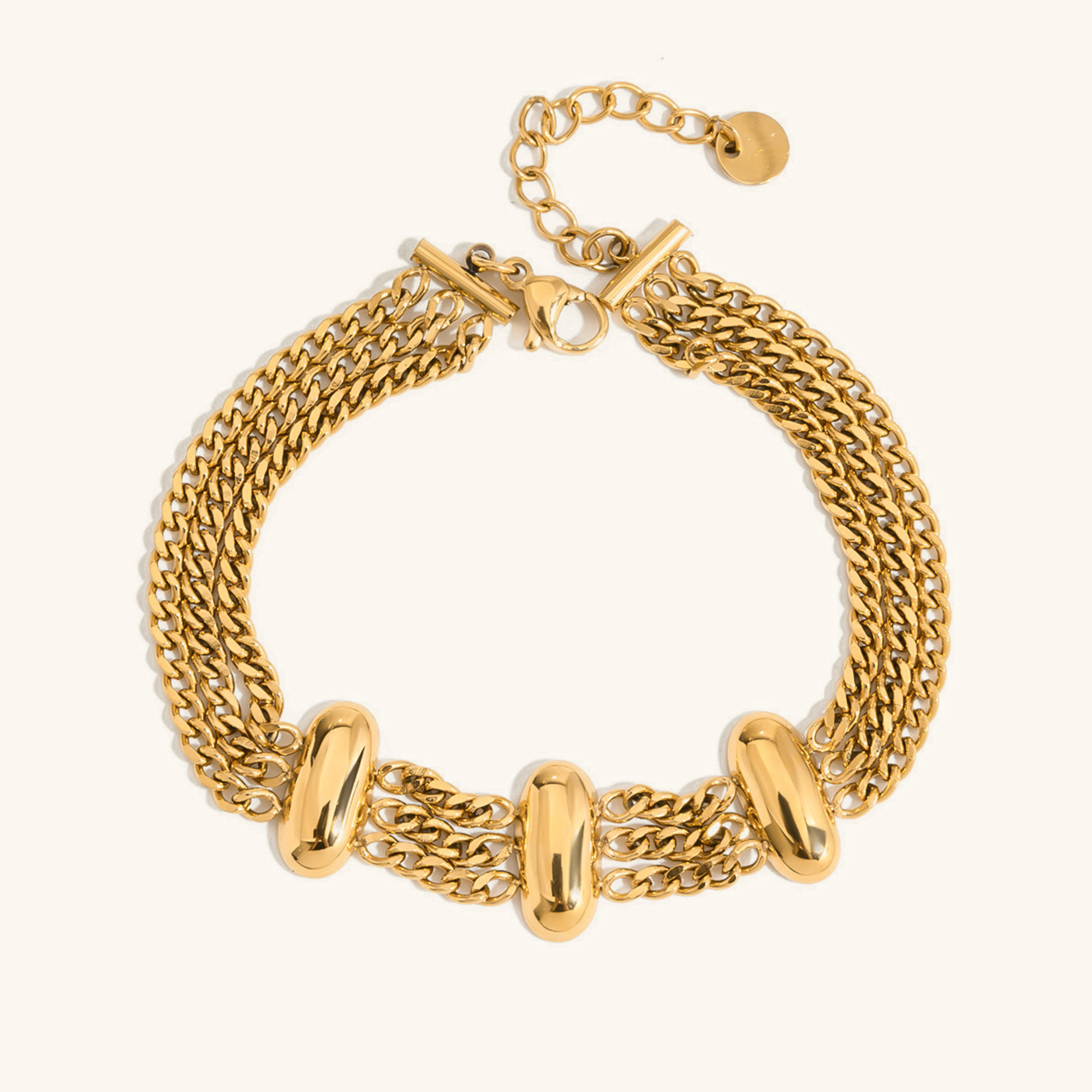 Women's Gold Bracelet Stainless Steel 18k Gold Layered Chain 0