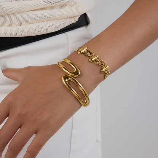 Women's Gold Bracelet Stainless Steel 18k Gold Layered Chain 1