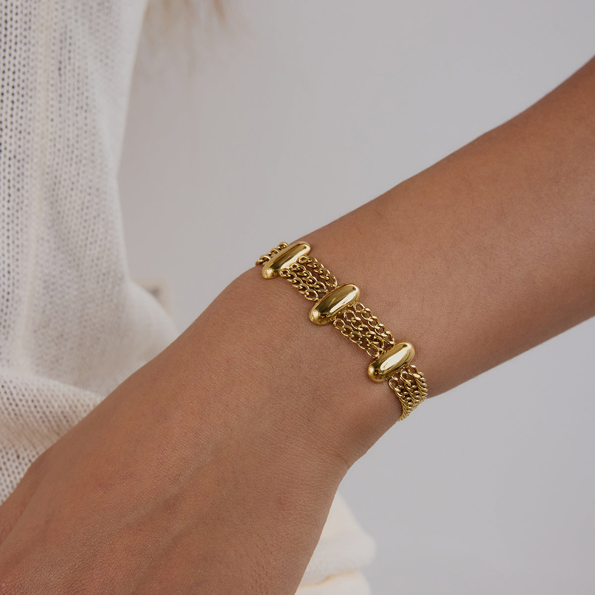 Women's Gold Bracelet Stainless Steel 18k Gold Layered Chain 3