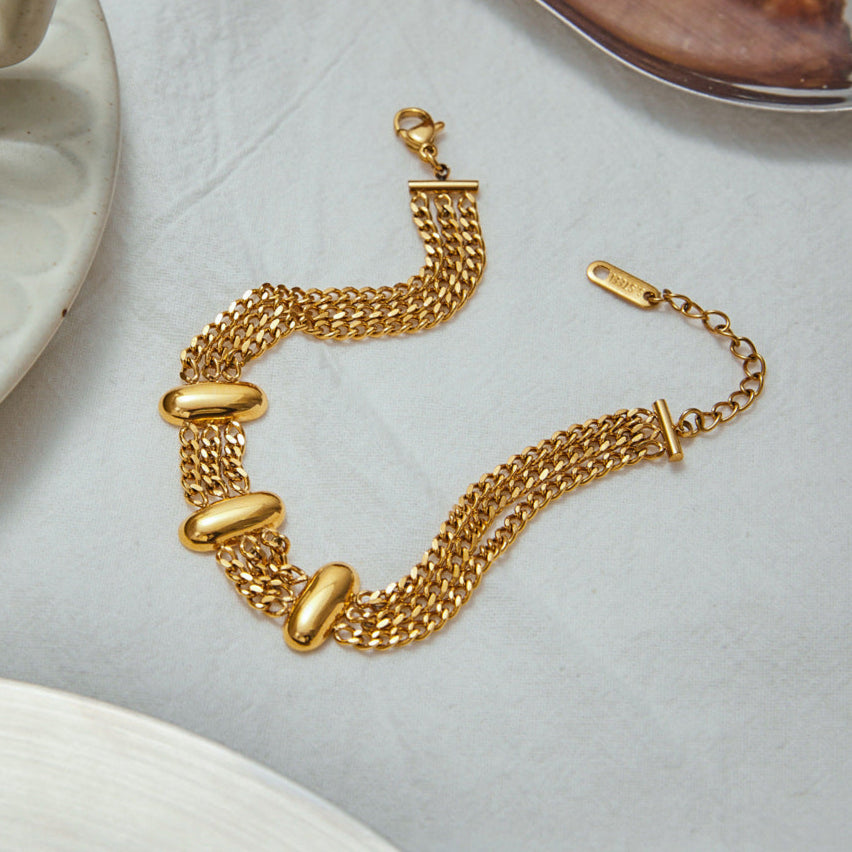 Women's Gold Bracelet Stainless Steel 18k Gold Layered Chain 4