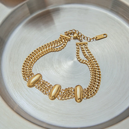 Women's Gold Bracelet Stainless Steel 18k Gold Layered Chain 6