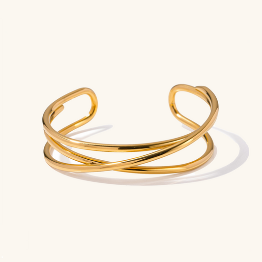 Women's Gold Bracelet Stainless Steel with Diamond Simulants and Pearls 0