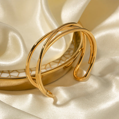 Women's Gold Bracelet Stainless Steel with Diamond Simulants and Pearls 2