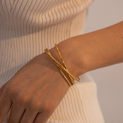 Women's Gold Bracelet Stainless Steel with Diamond Simulants and Pearls 5