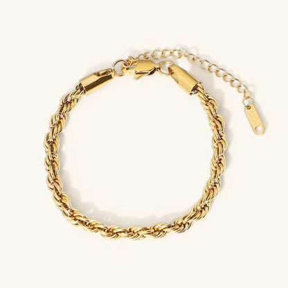 Women's Gold Bracelet Twisted Rope Design Stainless Steel 0