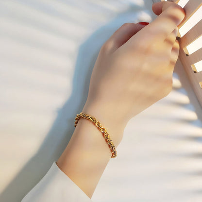 Women's Gold Bracelet Twisted Rope Design Stainless Steel 3