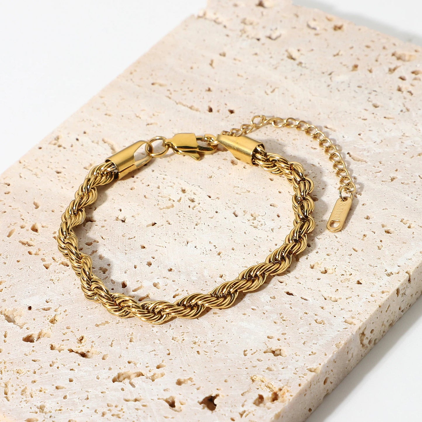 Women's Gold Bracelet Twisted Rope Design Stainless Steel 4