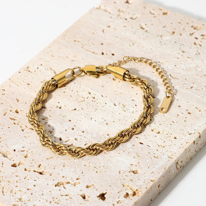 Women's Gold Bracelet Twisted Rope Design Stainless Steel 4