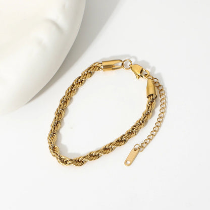 Women's Gold Bracelet Twisted Rope Design Stainless Steel 5