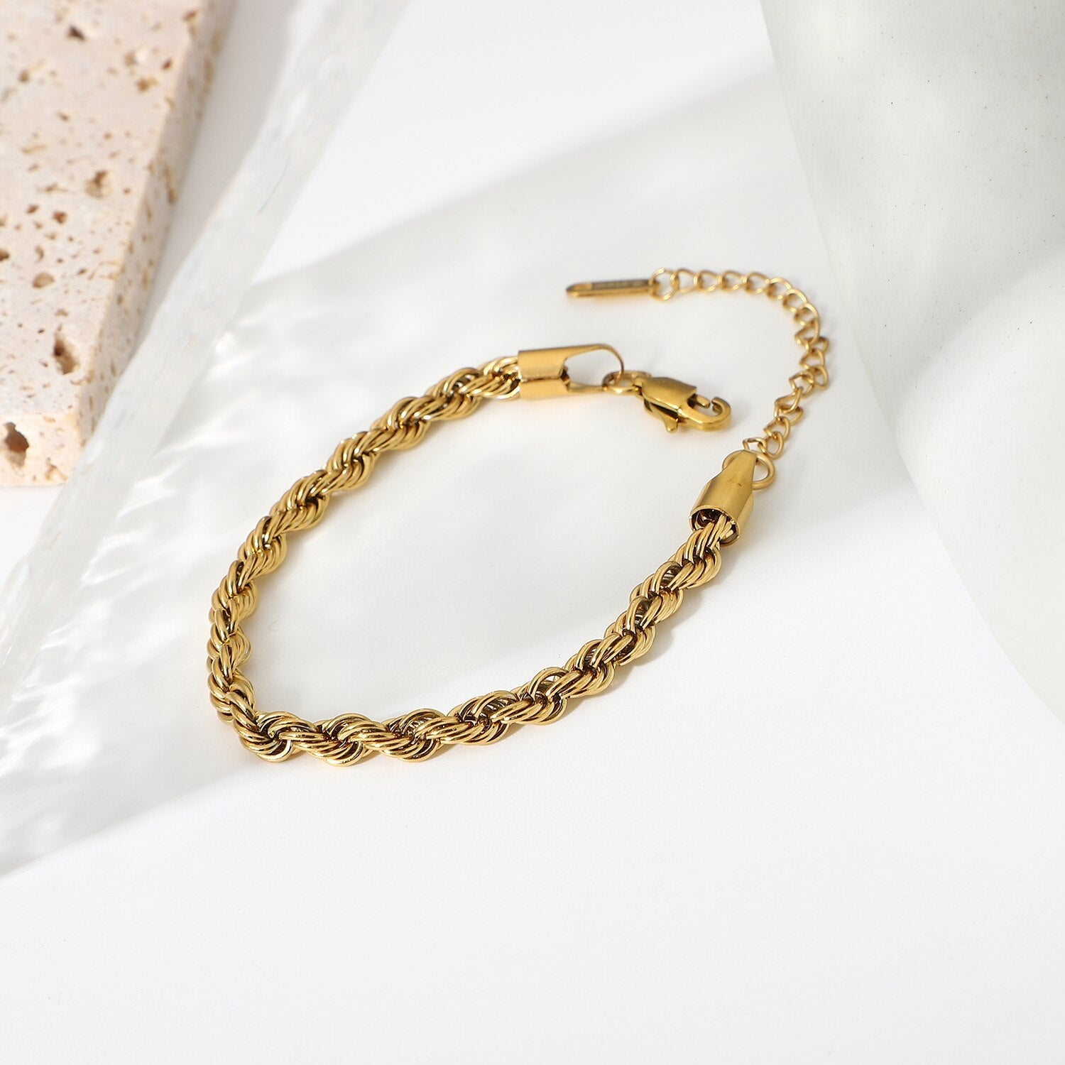 Women's Gold Bracelet Twisted Rope Design Stainless Steel 6