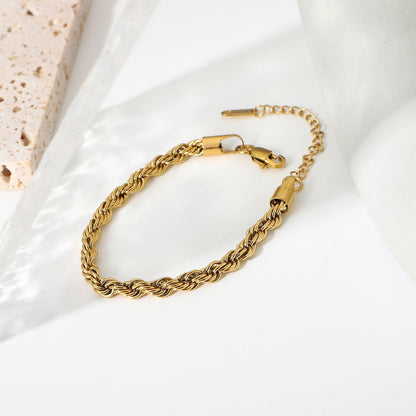 Women's Gold Bracelet Twisted Rope Design Stainless Steel 6