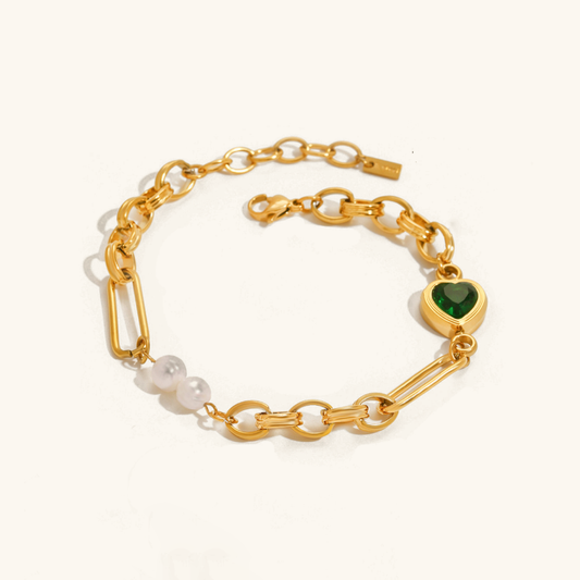 Women's Gold Bracelet with Freshwater Pearls and Stainless Steel 0