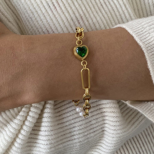 Women's Gold Bracelet with Freshwater Pearls and Stainless Steel 1