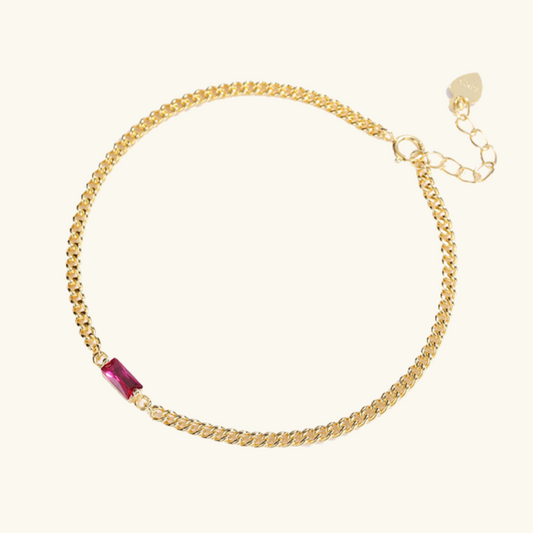 Women's Gold Bracelet with Ruby Charm Hypoallergenic Sterling Silver 0