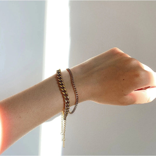 Women's Gold Chain Bracelet Stainless Steel-Plated 18k Gold 1