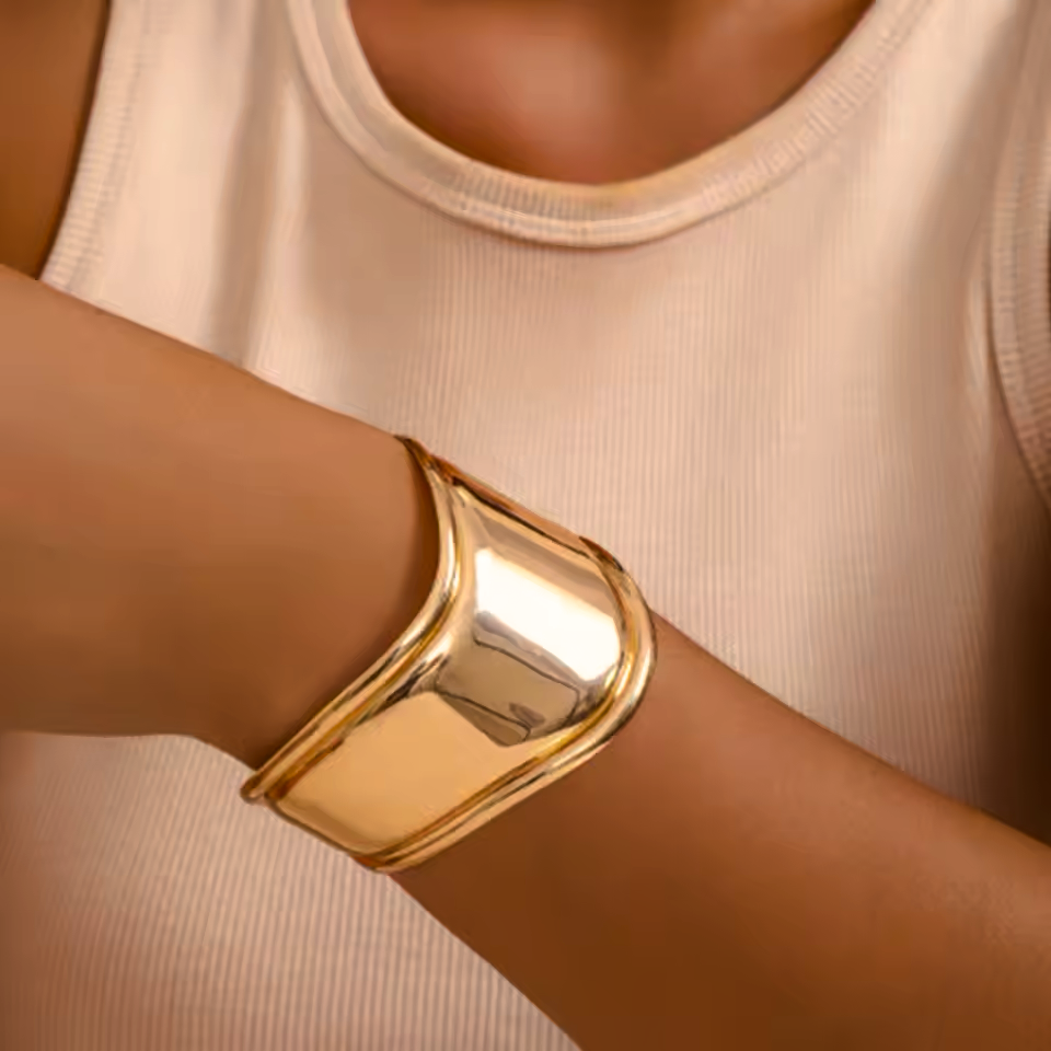 Women's Gold Cuff Bracelet Stainless Steel 18k Gold 1