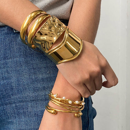 Women's Gold Cuff Bracelet Stainless Steel 18k Gold 4